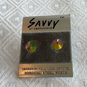 Savvy Green and Gold Crystal Earrings